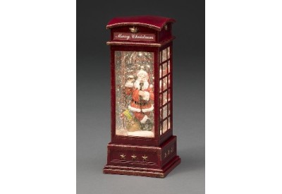 Konstsmide Lantern Telephone Box with Santa (5 Hour Timer, Battery Operated, Warm White, LED, Water Filled)